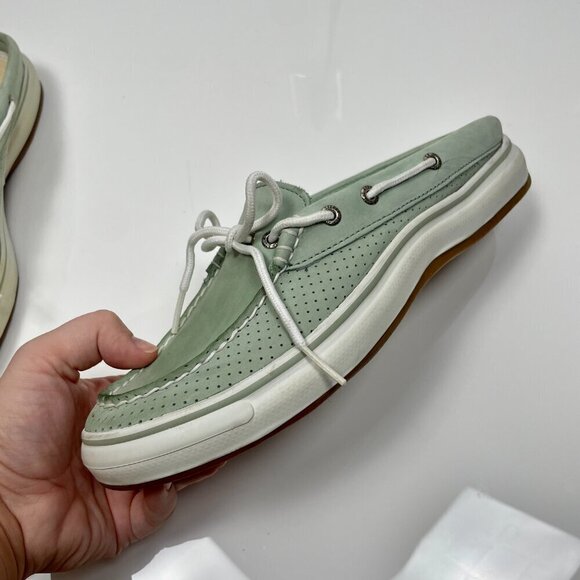 Sperry Topsider Teal Slide on Leather Boat Shoes size: 9 - Picture 3 of 13